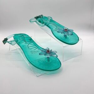 Betsey Johnson Sarai Teal Jelly Flower Sandals Size 11 – New Without Box
